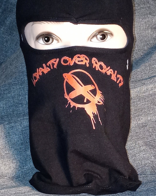 Black Ski Mask / Headband loyalty over Royalty Custom Color Design Graffiti Style Dtf Print