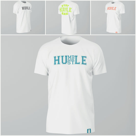 Humble Hustle Custom Design Color white t shirt front and back